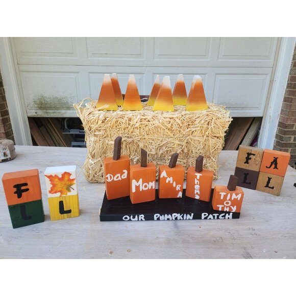 Personalized Handcrafted Wood Pumpkin Patch Family Decor Set - Picture 4 of 7